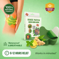 Knee patch packaging with natural ingredients on a green background